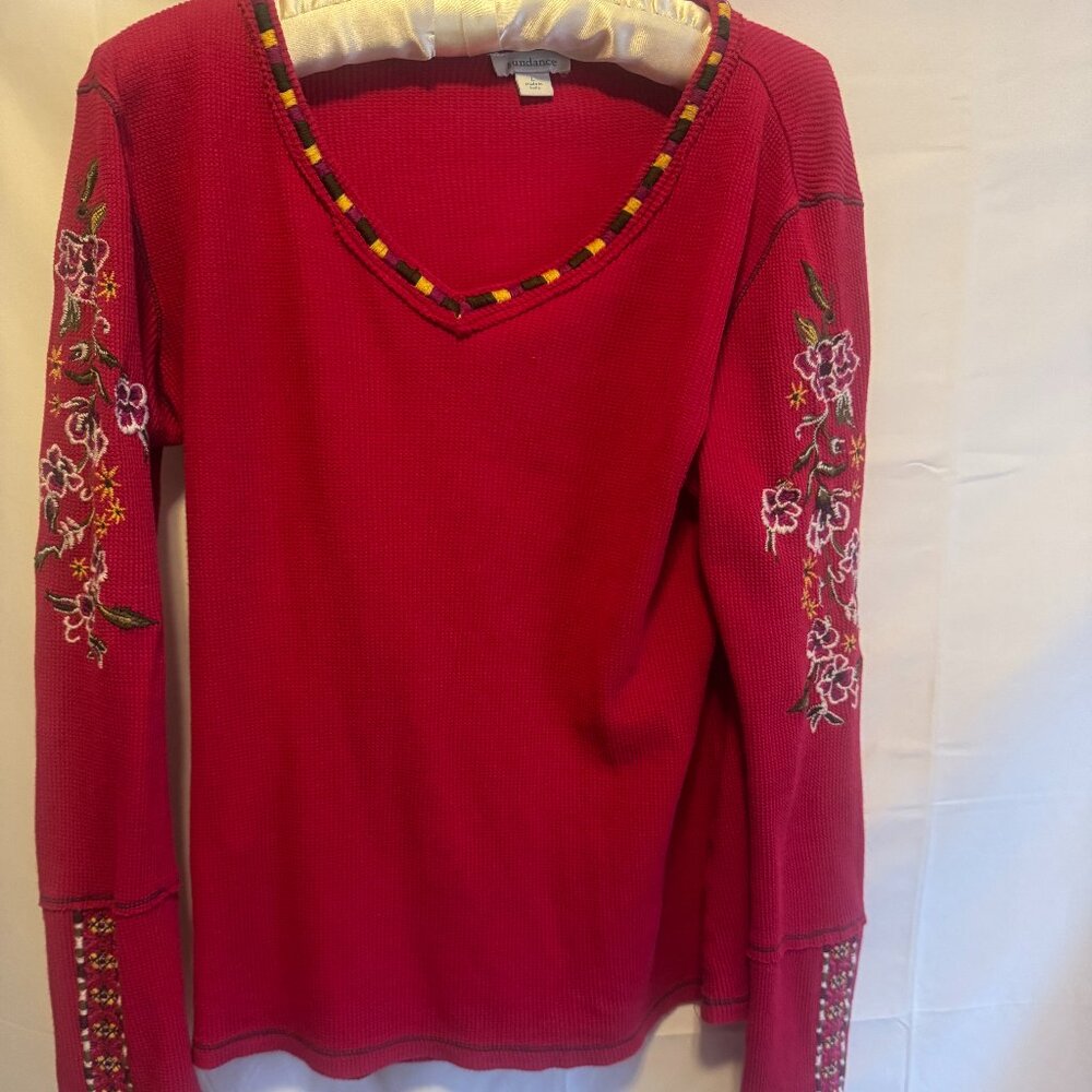 Sundance Hot Pink Thermal Long-Sleeve Shirt with Embroidery